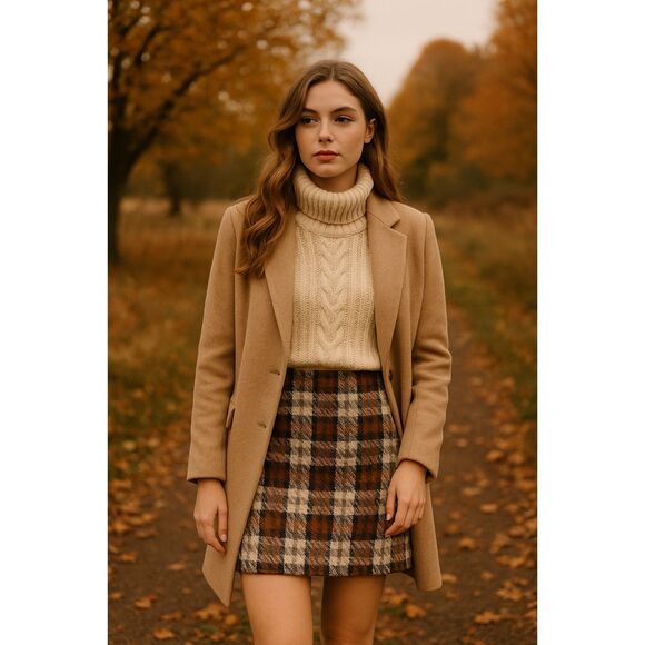Vero Moda VMKenso Wool Plaid Mini Skirt - Picture 1 of 8